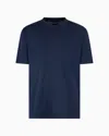 Emporio Armani Jersey T-shirt With All-over Jacquard Lettering In Blue