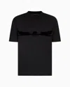 Emporio Armani Jersey T-shirt With Contoured Eagle Flocked Print In Black