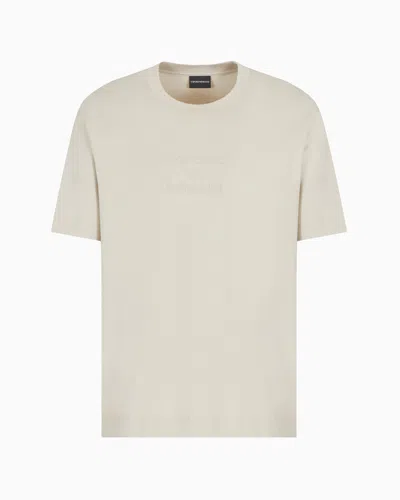 Emporio Armani Asv Jersey T-shirt With Rubberised Logo In Beige