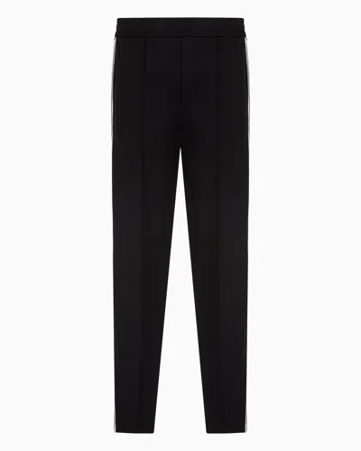 Emporio Armani Jersey Trousers With Logo Bands In Black