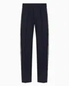 Emporio Armani Jersey Trousers With Logo Bands In Navy Blue