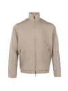 Emporio Armani Tan Logo Embroidered Zip-up Sweatshirt For Men In Ss24 Collection In Neutrals