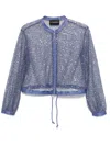 Emporio Armani Sequin Embellished Semi-sheer Jacket In Purple