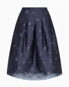 Emporio Armani Jeu De Cartes Motif Wool-blend Jacquard Skirt With Godet Pleats