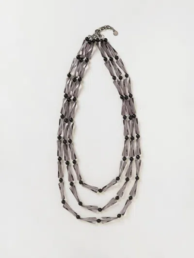 Emporio Armani Beaded Multi-strand Necklace In Metallic