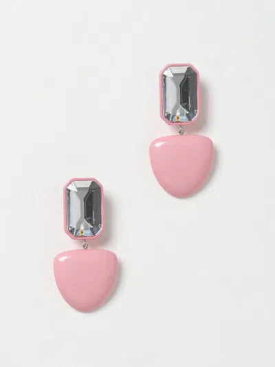 Emporio Armani Crystal-embellished Drop Earrings In Pink