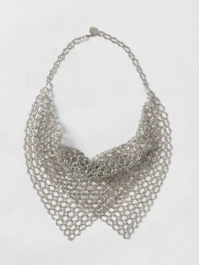Emporio Armani Bead-embroidered Mesh Necklace In Silver