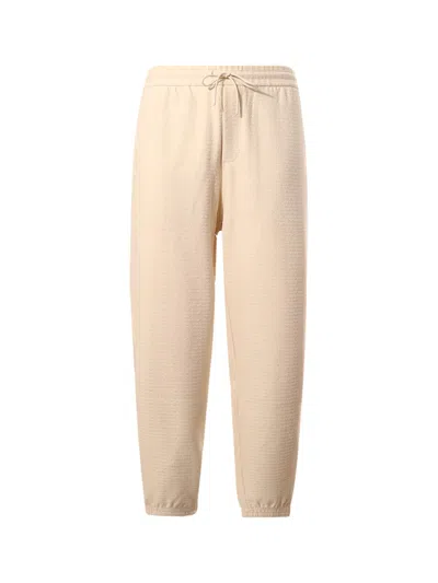 Emporio Armani Ll-over Lettering Jacquard Jersey Sweatpants In White