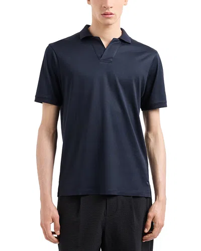 Emporio Armani Johnny Collar Polo Shirt In Navy Blue