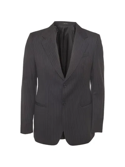 Pre-owned Emporio Armani Josh Line Pinstripe Blazer In Gray