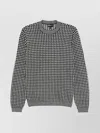 Emporio Armani Jumper Crewneck Wool Geometric Pattern In Black
