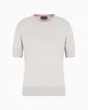 Emporio Armani Jumper With All-over Micro Eagle Embroidery In Gray
