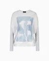 Emporio Armani Semi Sheer Sweater With Floral Print In Gray