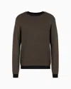 Emporio Armani Wool Chevron Jacquard Regular Fit Sweater In Green