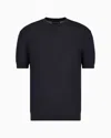 Emporio Armani Micro-pattern Jacquard Jumper In Blue