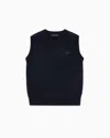 Emporio Armani Boys Navy Blue Cotton Sweater Vest In Navy_blue