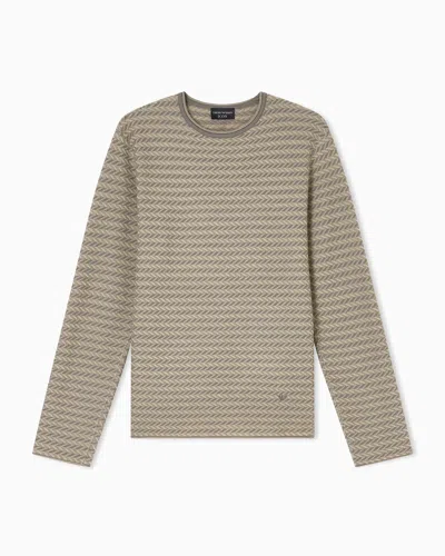 Emporio Armani Pullover Chevron Sweater In Neutral