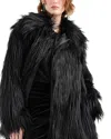 Emporio Armani Kidassia Faux Fur Coat In Solid Black