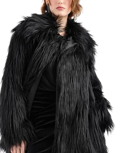 Emporio Armani Kidassia Faux Fur Coat In Solid Black