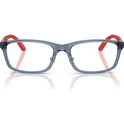 Emporio Armani Kids' 47mm Small Rectangular Optical Glasses In Blue