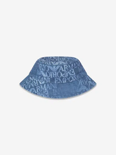 Emporio Armani Kids' Logo-print Bucket Hat In Blue