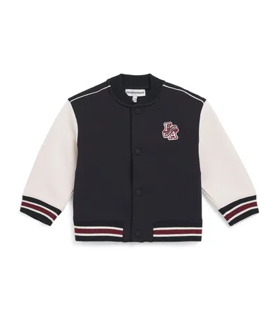 Emporio Armani Kids Logo Patch Varsity Jacket In Black