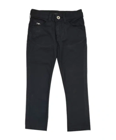 Emporio Armani Kids Logo Plaque Stretch Pants In Black