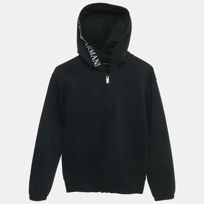 Pre-owned Emporio Armani Kids Nay Blue Cotton Zip-up Jacket 10yrs