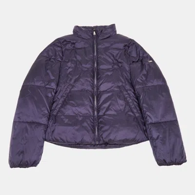 Pre-owned Emporio Armani Kids Purple Synthetic Concealed Hood Puffer Jacket 10yrs