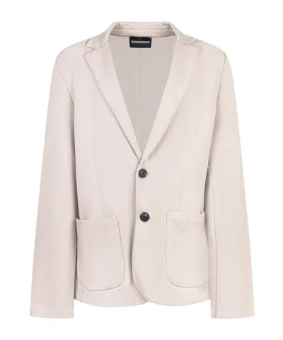 Emporio Armani Kids Single-breasted Long Sleeved Blazer In Neutral