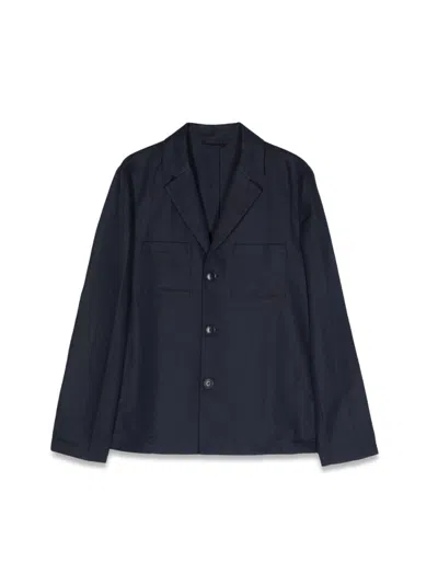Emporio Armani Kids Single-breasted Jacket With Notched Revers And Logo Patch On The Sleeve In Modal Stretch Boy In Blue