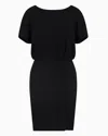 Emporio Armani Technical Cady Dress With Batwing Sleeves In Schwarz