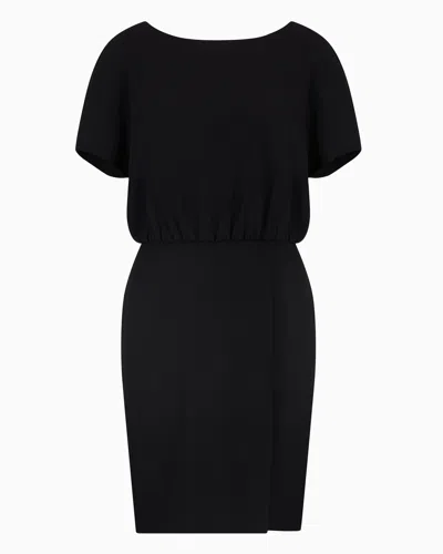 Emporio Armani Technical Cady Dress With Batwing Sleeves In Schwarz