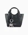 Emporio Armani Kleiner Shopper Mit Kroko-print-finish Und Logo-anhänger In Schwarz