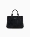 Emporio Armani Kleiner Shopper Myea Aus Geflochtenem Leder In Schwarz