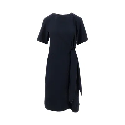Emporio Armani Knee-kength Dress With Side Knot In Blue