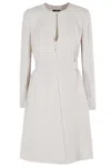 Emporio Armani Knee-length Textured Dress With Tailored Silhouette In White