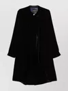 Emporio Armani Knee Length Velvet Coat With Long Sleeves In Black