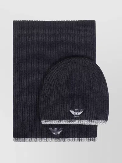 Emporio Armani Knit Beanie And Scarf Set