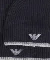 Emporio Armani Knit Beanie And Scarf Set In Blue