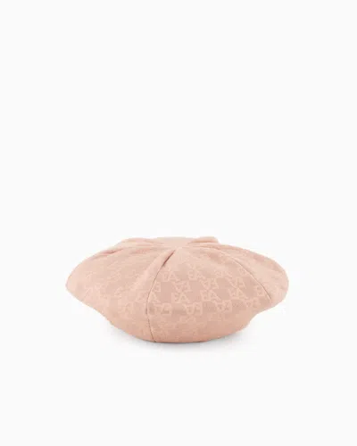 Emporio Armani Kids' Knit Beret With All-over Jacquard Ea Logo