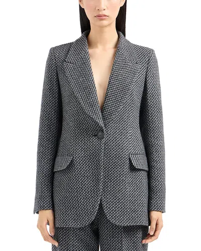 Emporio Armani Knit Blazer In Grey