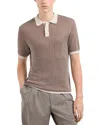 Emporio Armani Jacquard Knit Polo Shirt In Beige