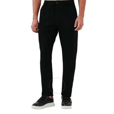 Emporio Armani Knitted Cotton Blend Trousers In Black