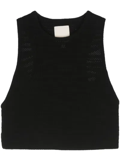 Emporio Armani Knitted Cropped Top In Black