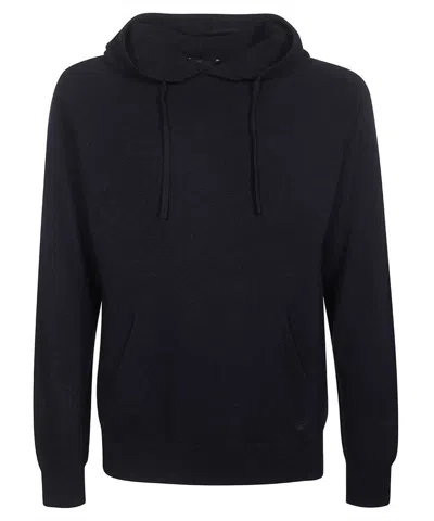 Emporio Armani Logo-embroidered Hoodie In Black