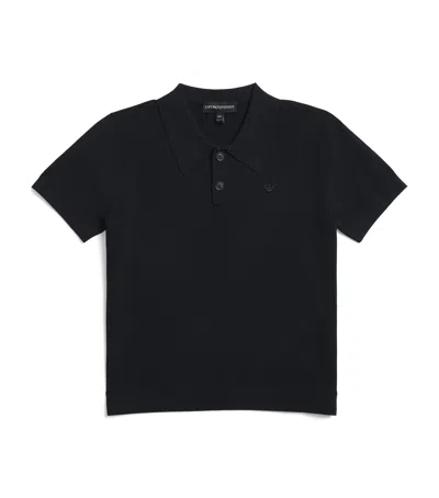 Emporio Armani Kids' Knitted Logo Polo Shirt In Black