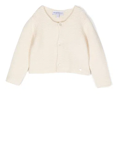 Emporio Armani Babies' Knitted Long-sleeve Cardigan In Nude