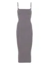 Emporio Armani Womens Ribbed Rectangle-hardware Sleeveless Knitted Midi Dress Shadow