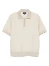 Emporio Armani Textured Fabric Polo With Ribbed Trim In Neutrals